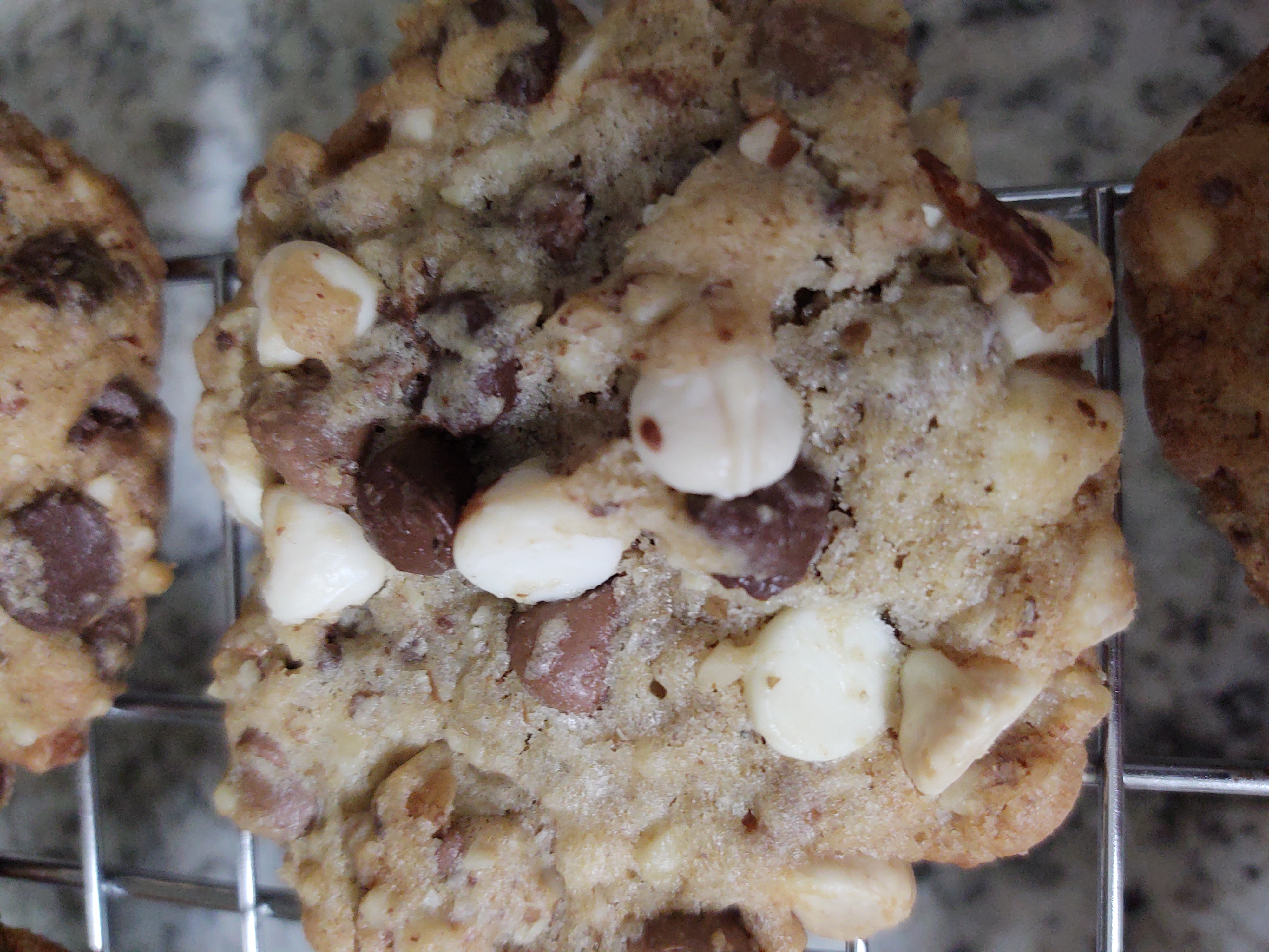 Keto chocolate chip cookies on a tray